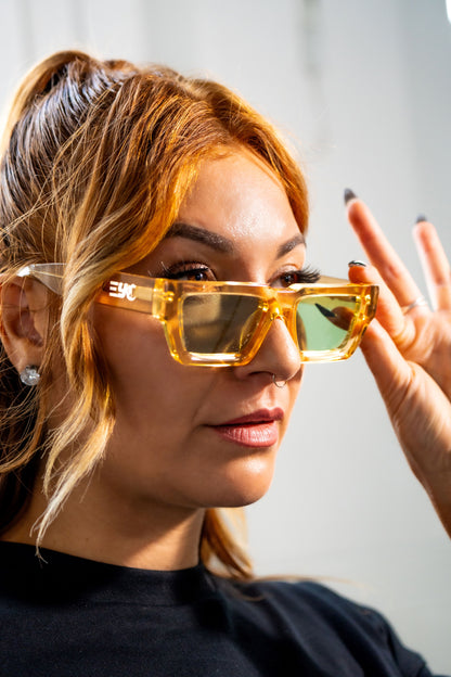 "Luxe" in Yellow Sunglasses