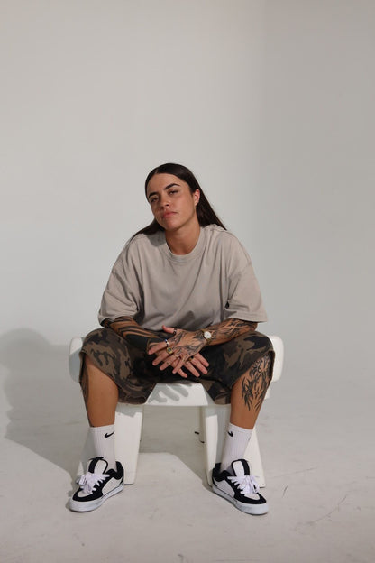 Drip with Purpose Tee | Beige with White print