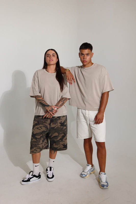 Drip with Purpose Tee | Beige with White print