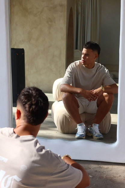 Drip with Purpose Tee | Beige with White print